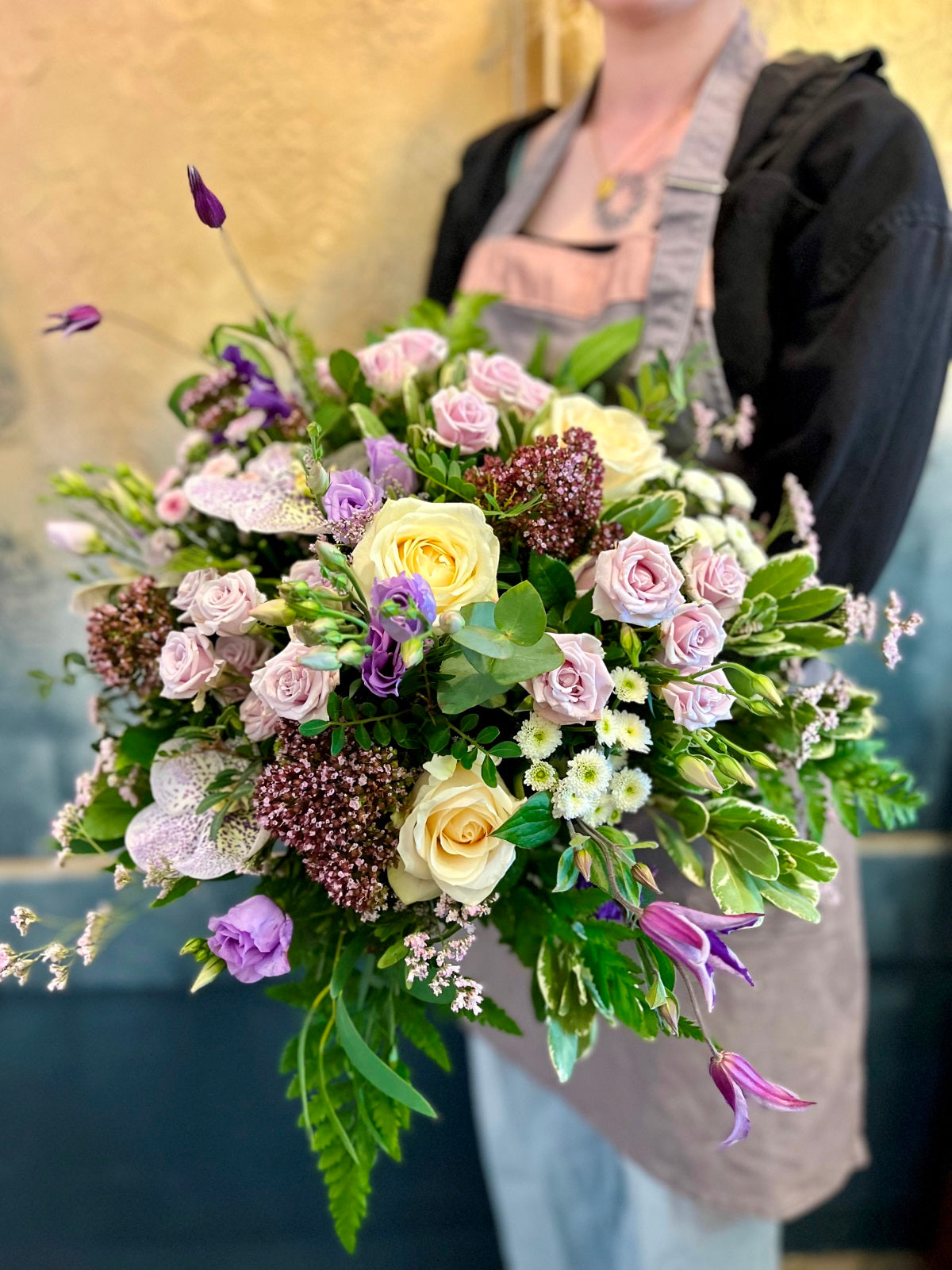 Flower Bouquet in Shades of Lilac and Cream detail