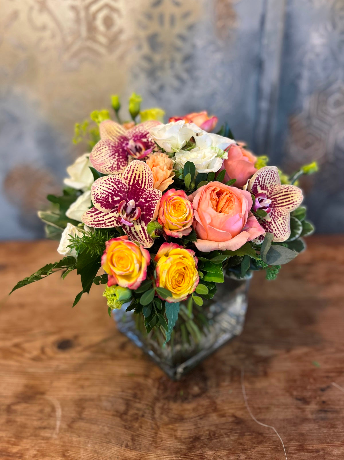 Peach and White Flower Arrangement