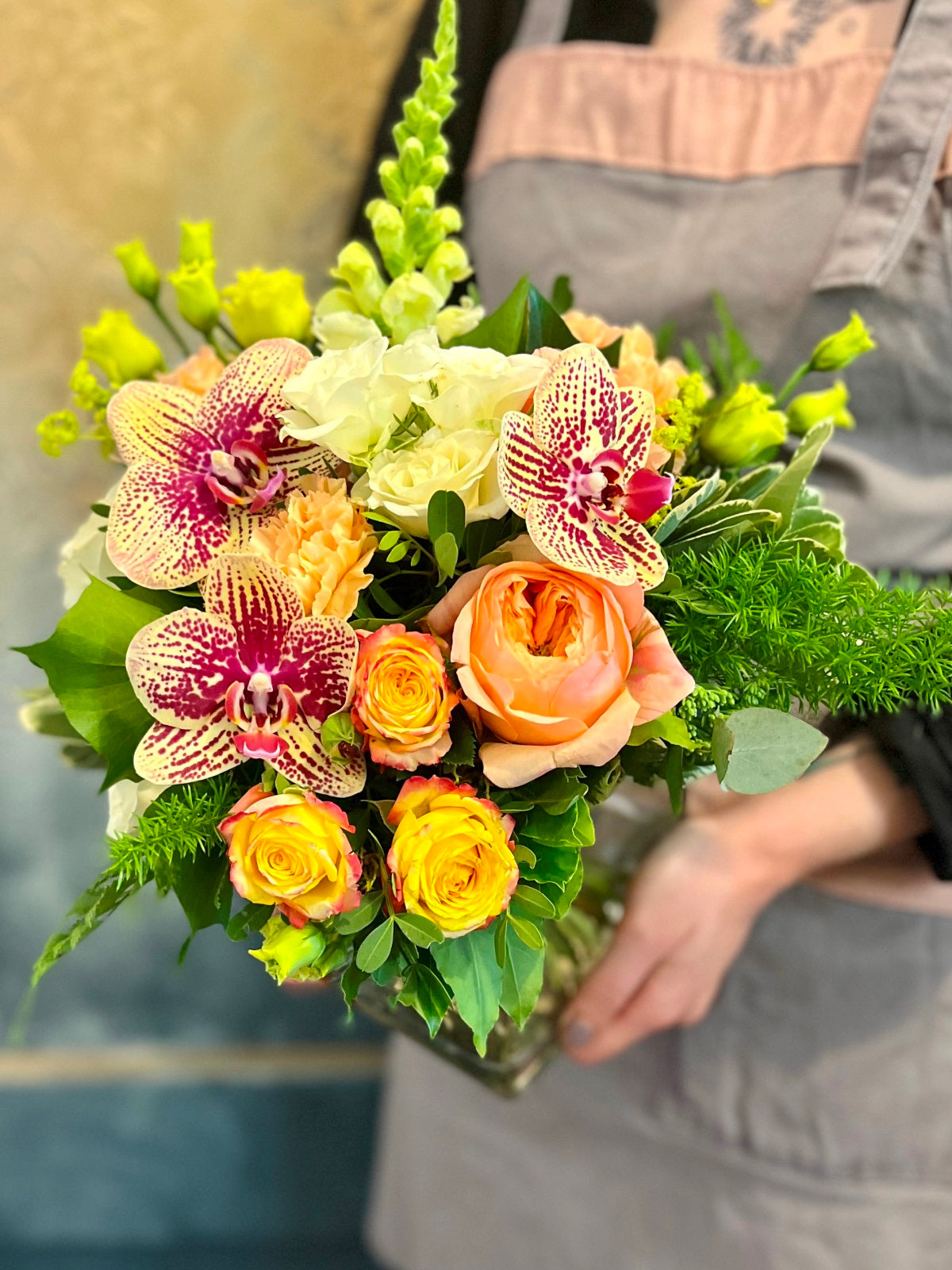 Peach and White Flower Arrangement detail