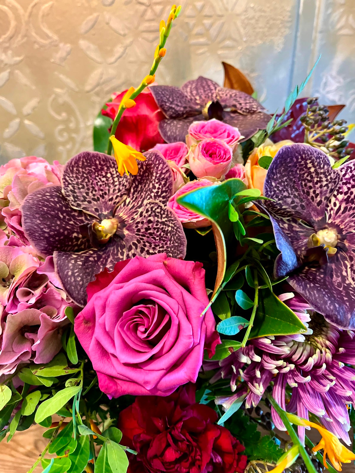 Autumn Flower Bouquet in Pinks, Reds and Purples
