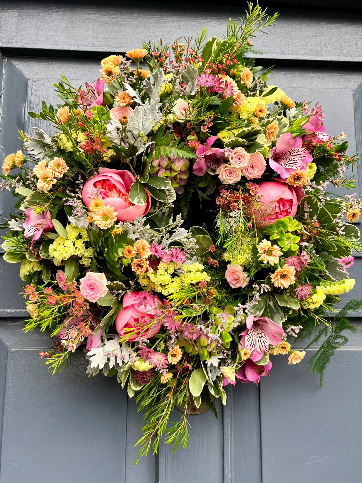 Peony rose door wreath