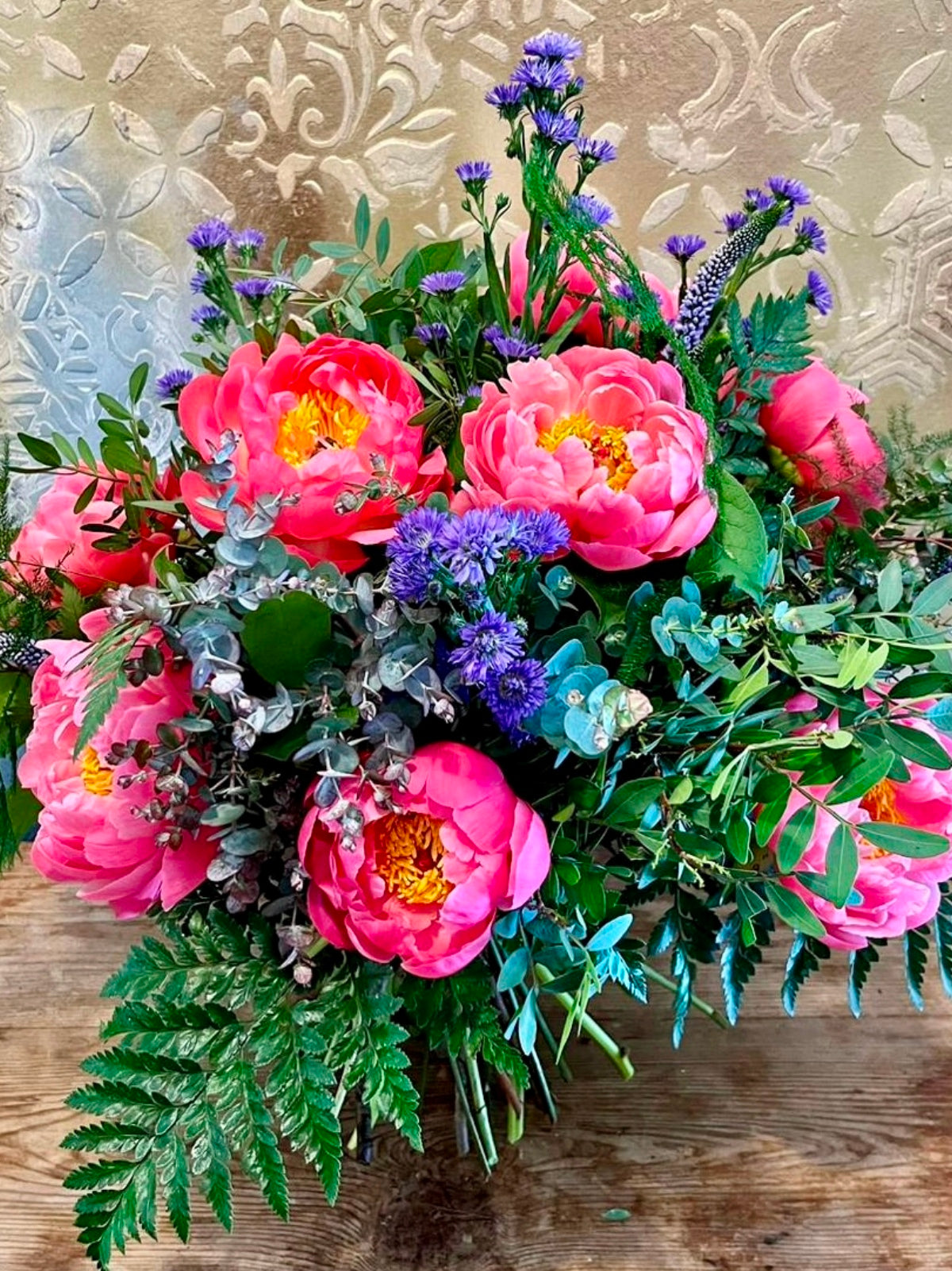 Coral peony rose flower bouquet