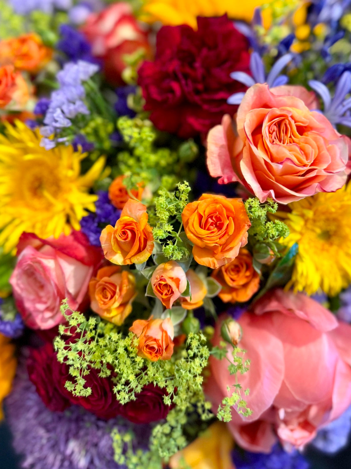 Pride flower bouquet close up