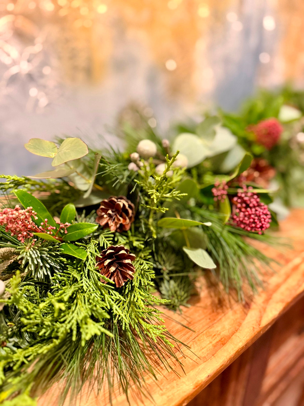 Fresh Christmas Garlands close up