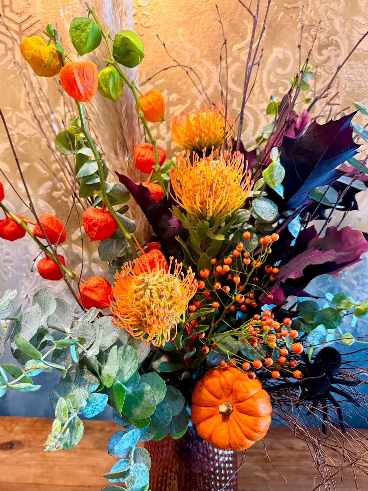Tall Halloween Flower Bouquet in Vase close up