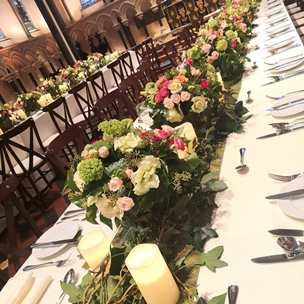 Corporate flower arrangement in white and pink