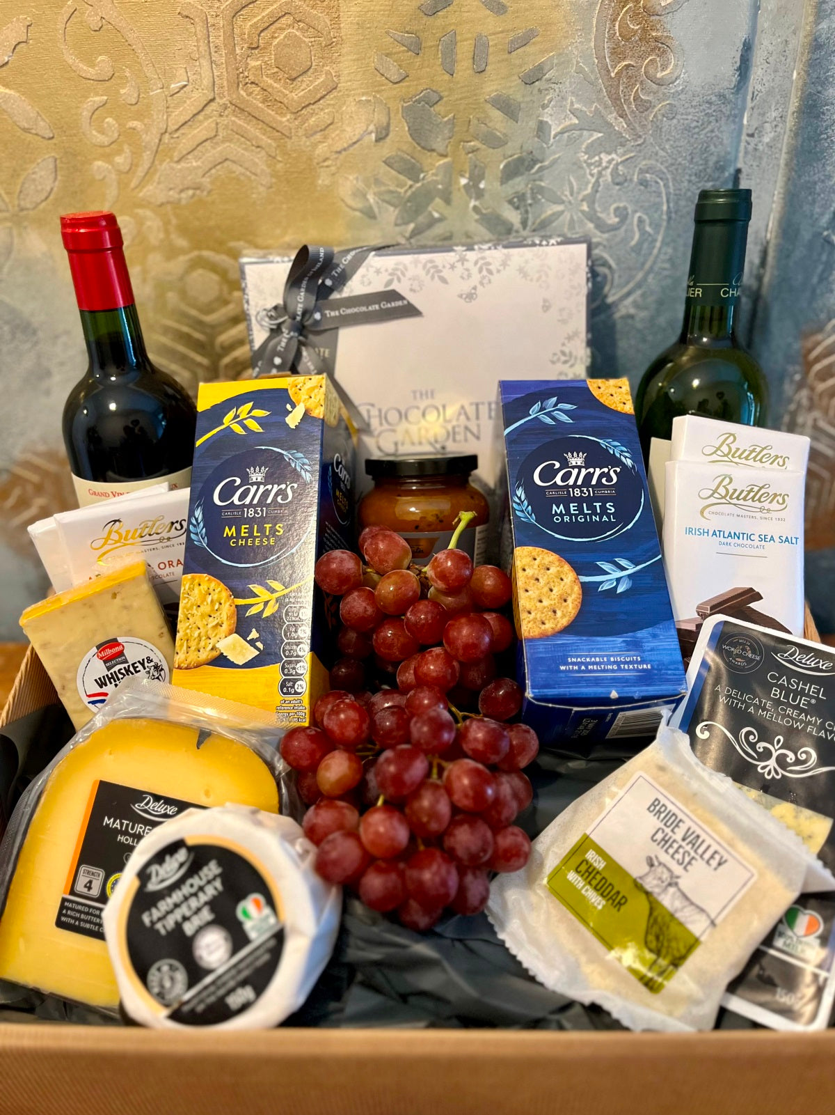 Cheese, Wine & Chocolate Hamper close up