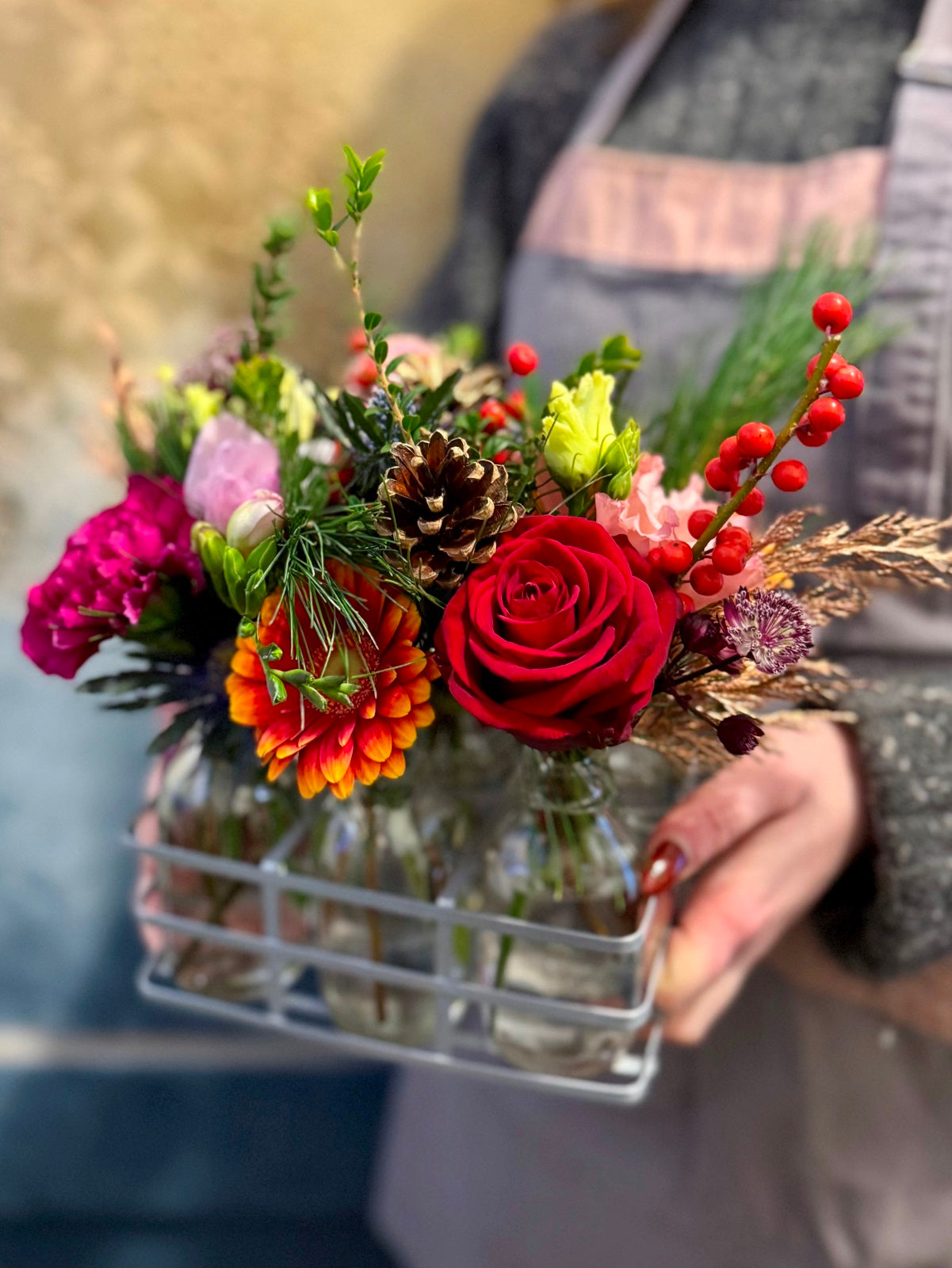 Christmas Blooms in Bottles