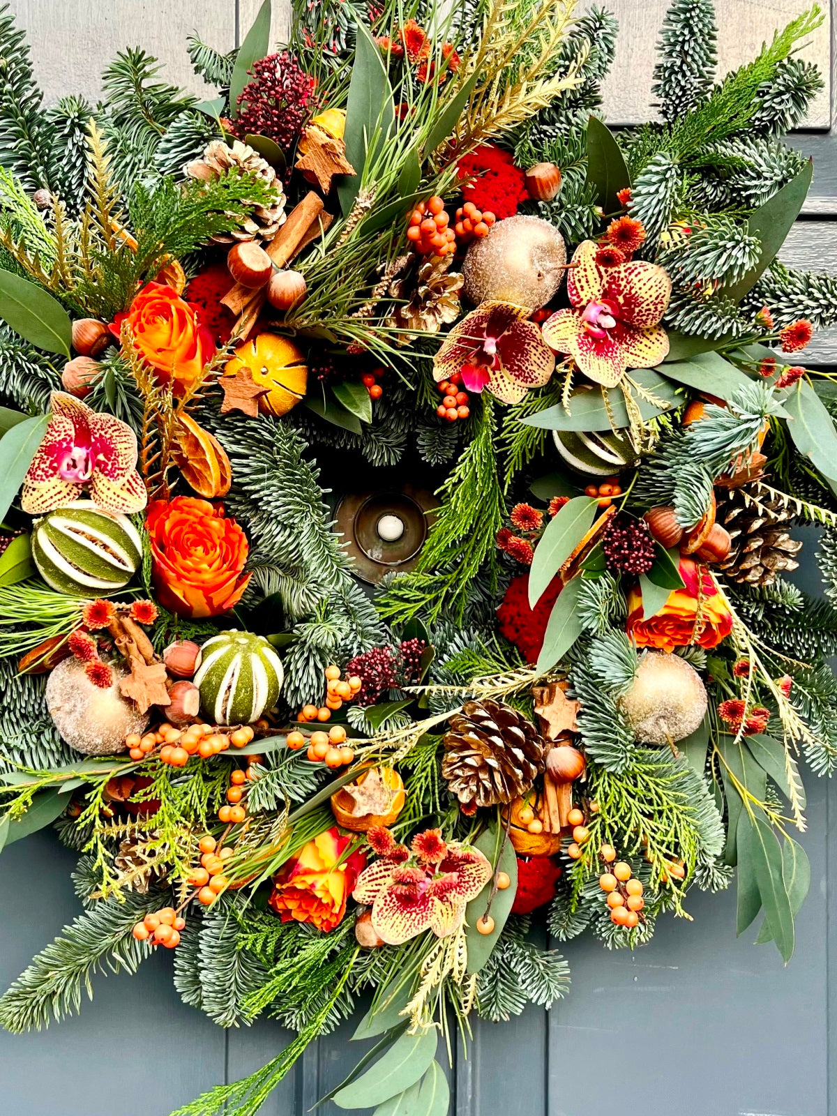 Christmas Door Wreath in Festive Reds