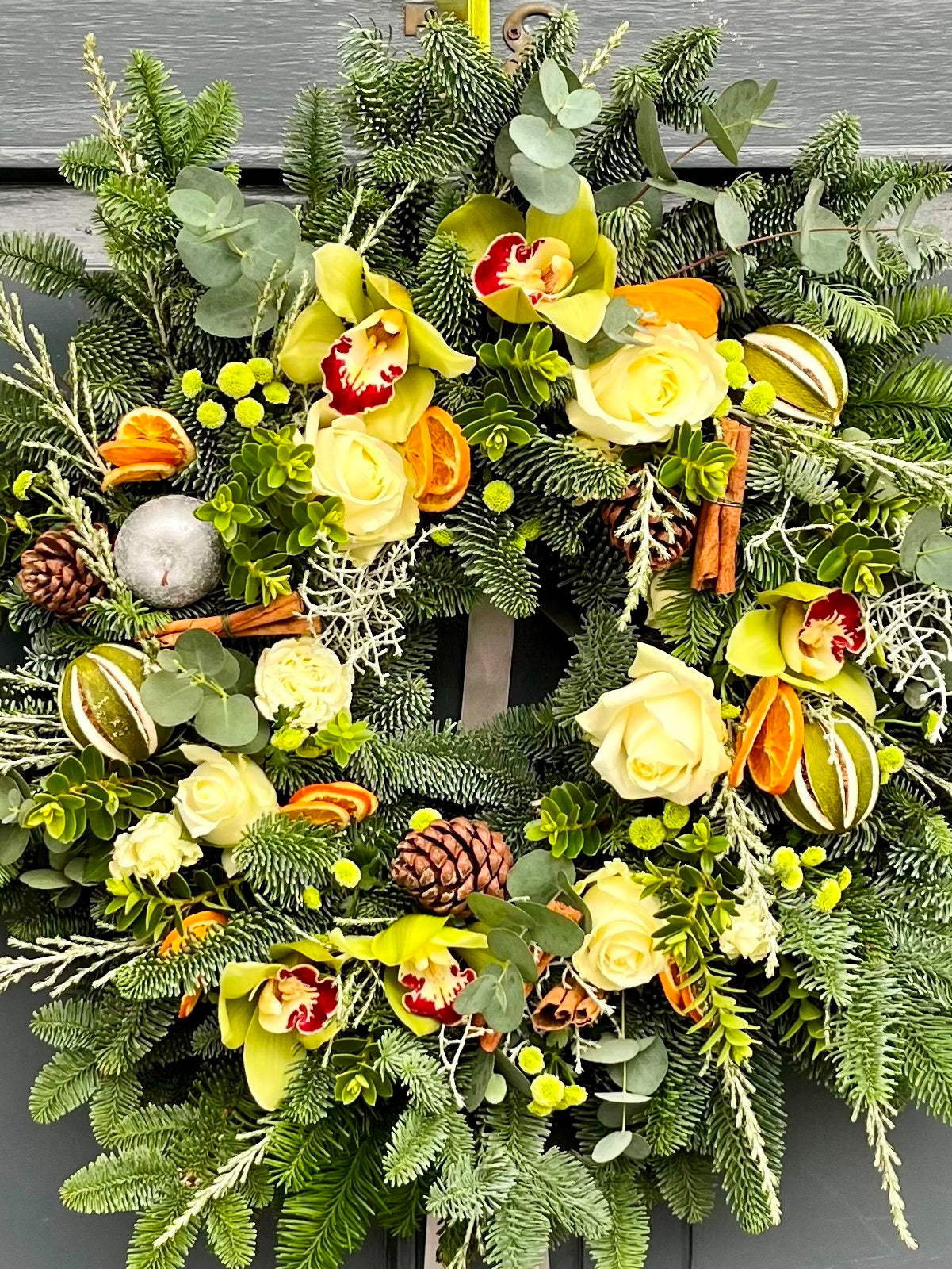 Christmas Door Wreath in Festive Whites
