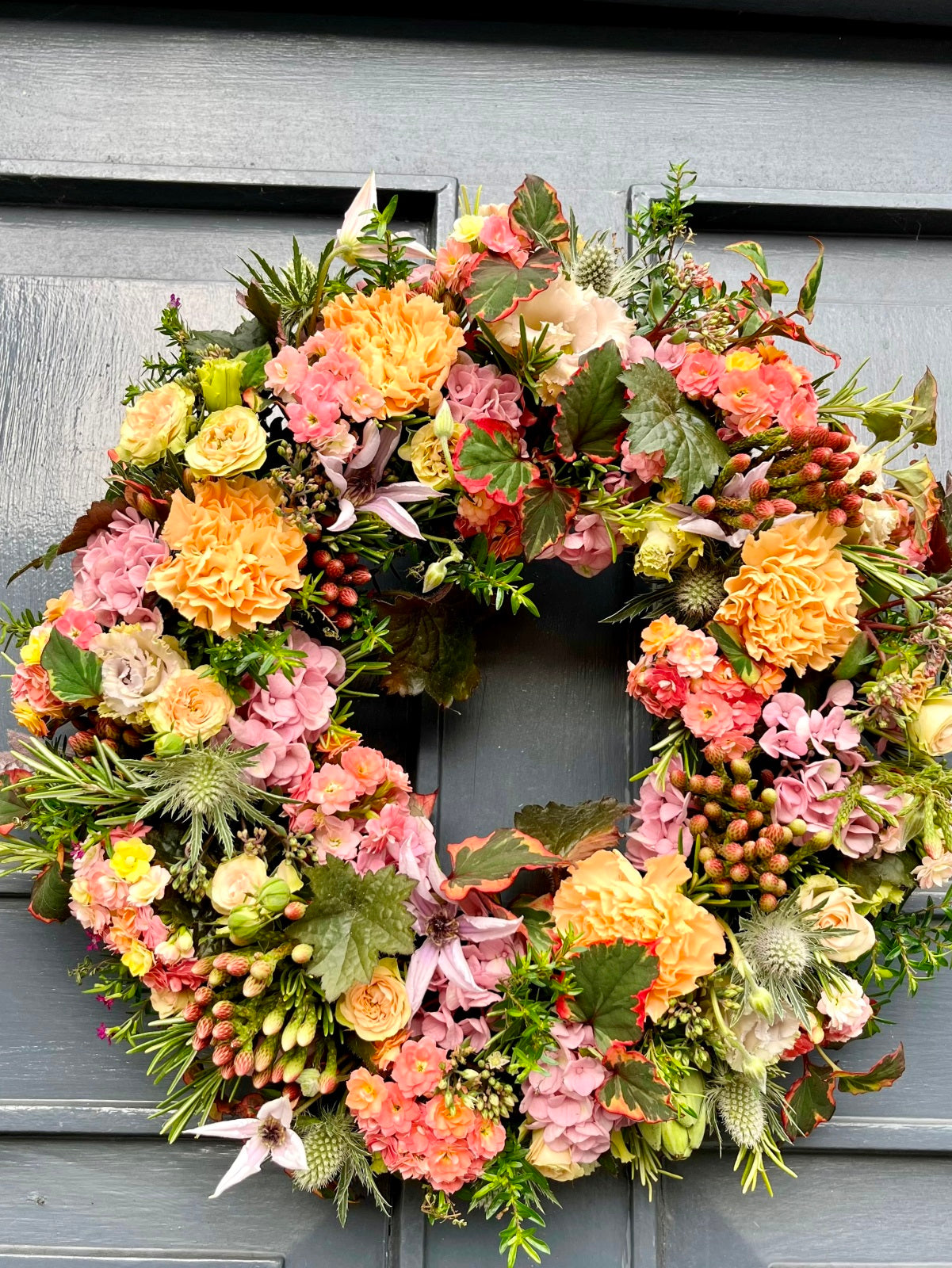 Door Wreath in Pink and Peach