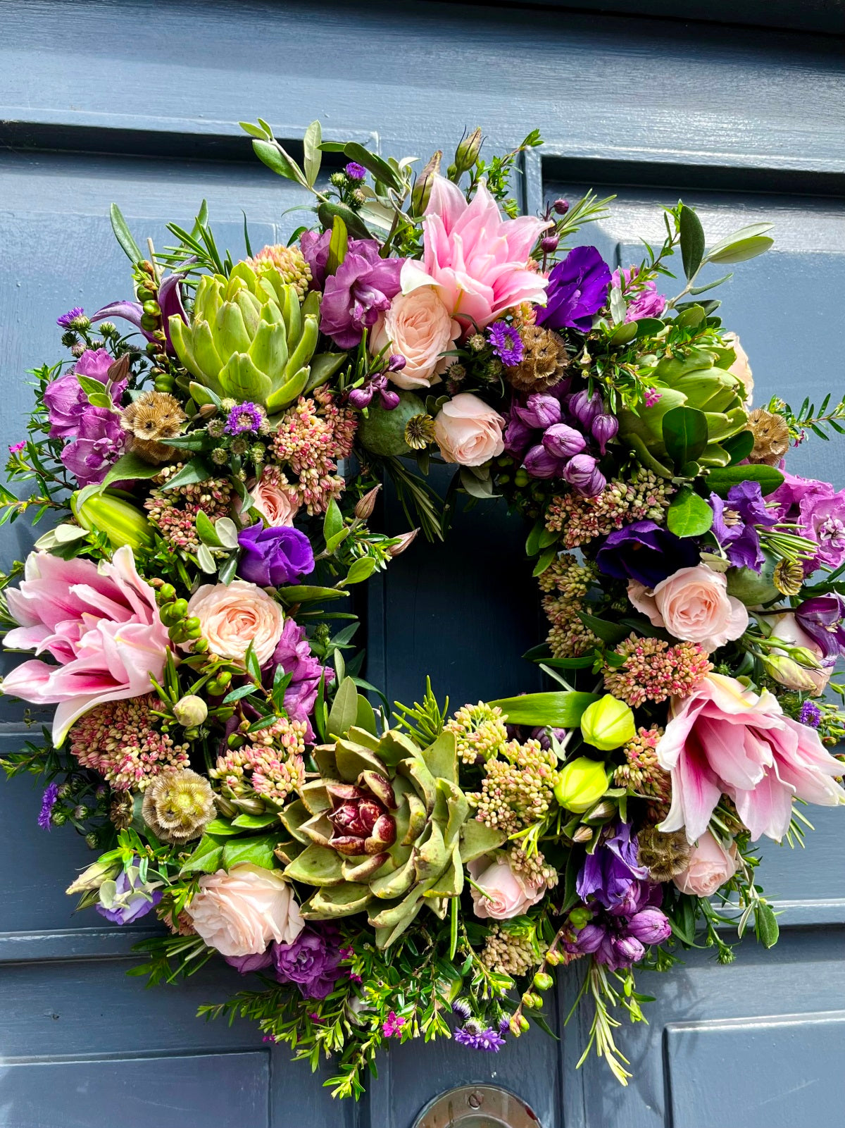 Door Wreath in Pink and Purple