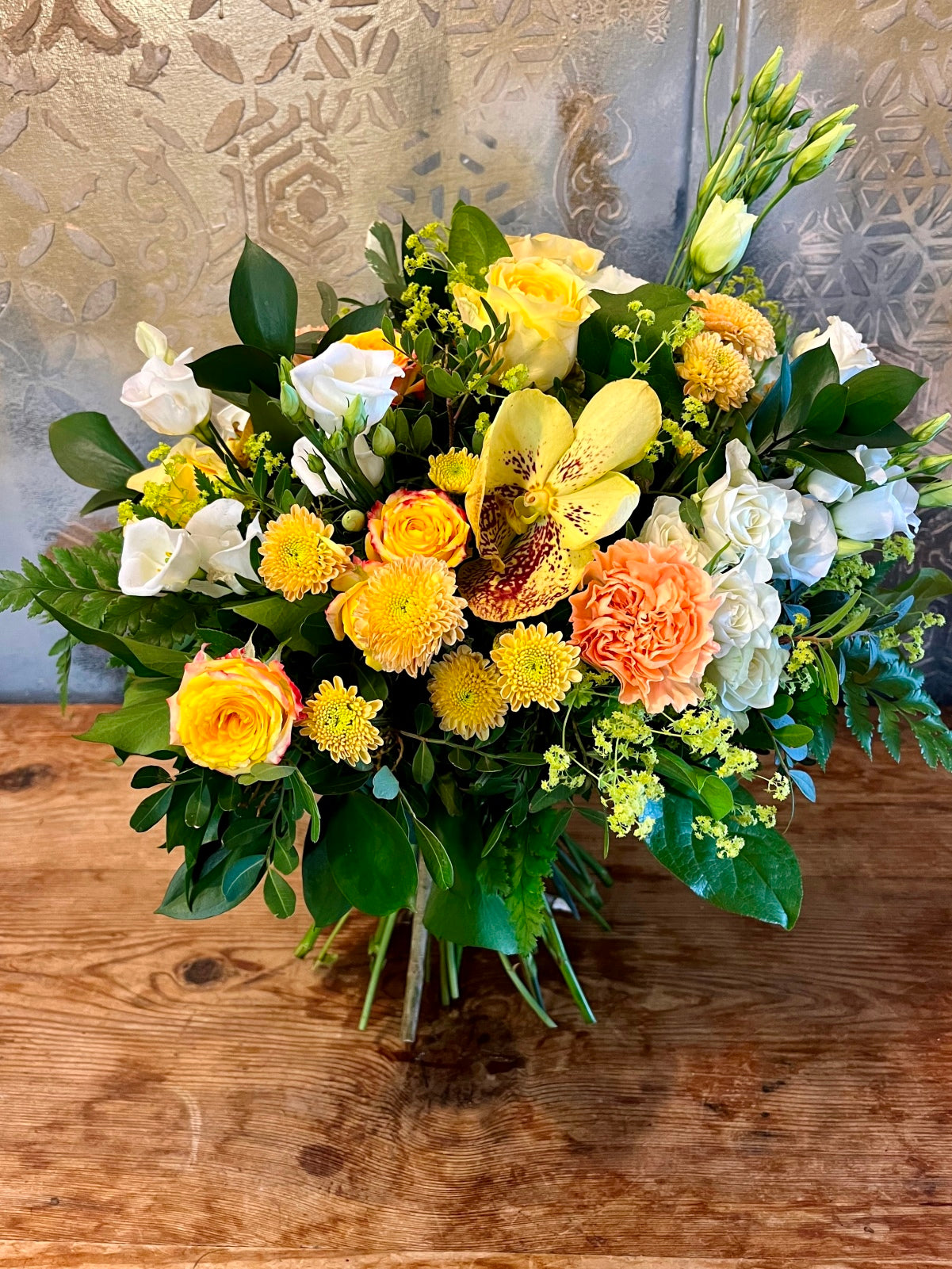 Flower Bouquet in Shades Yellows, Whites and Peaches