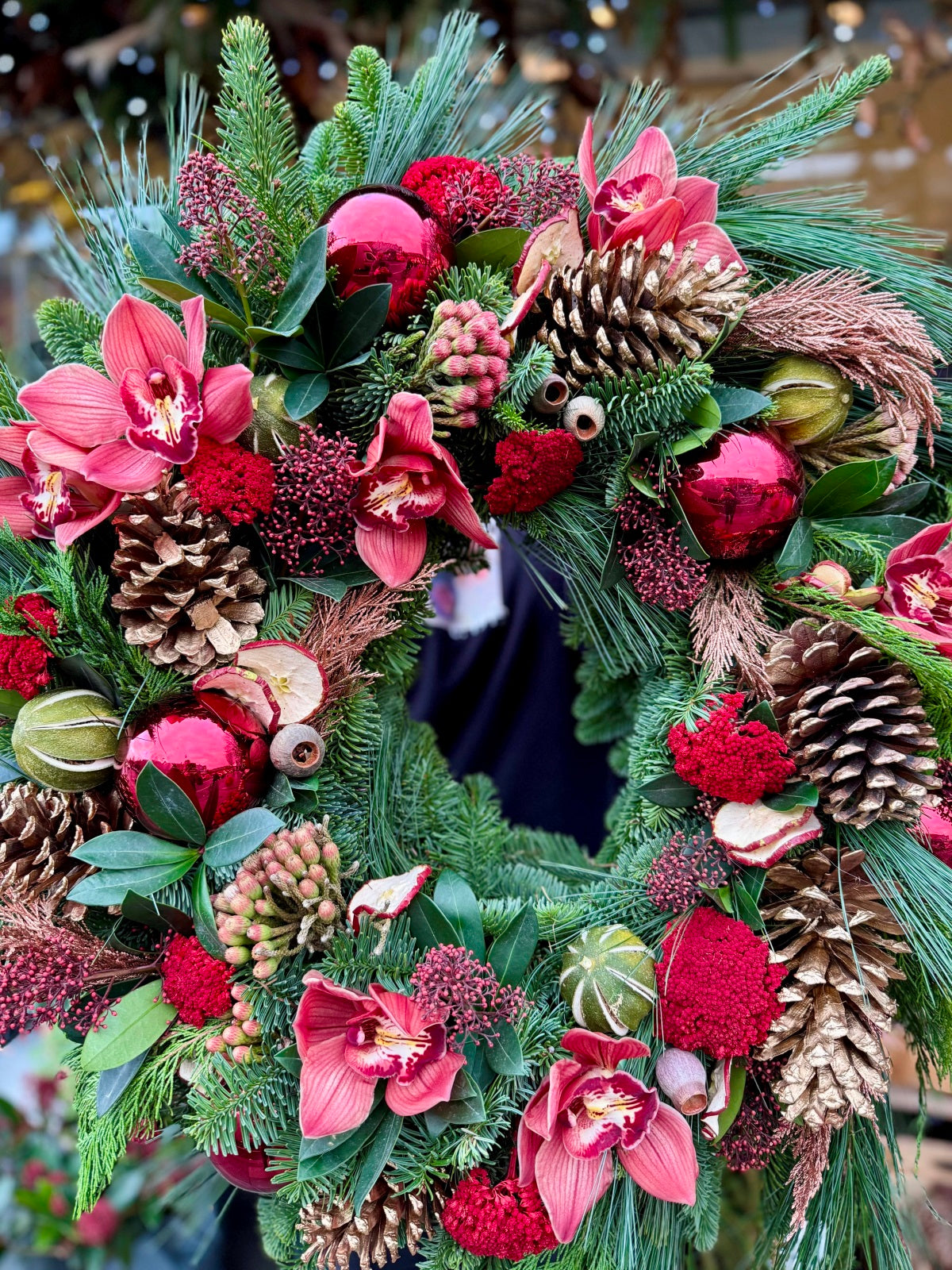 Large Yuletide Door Wreath in Reds