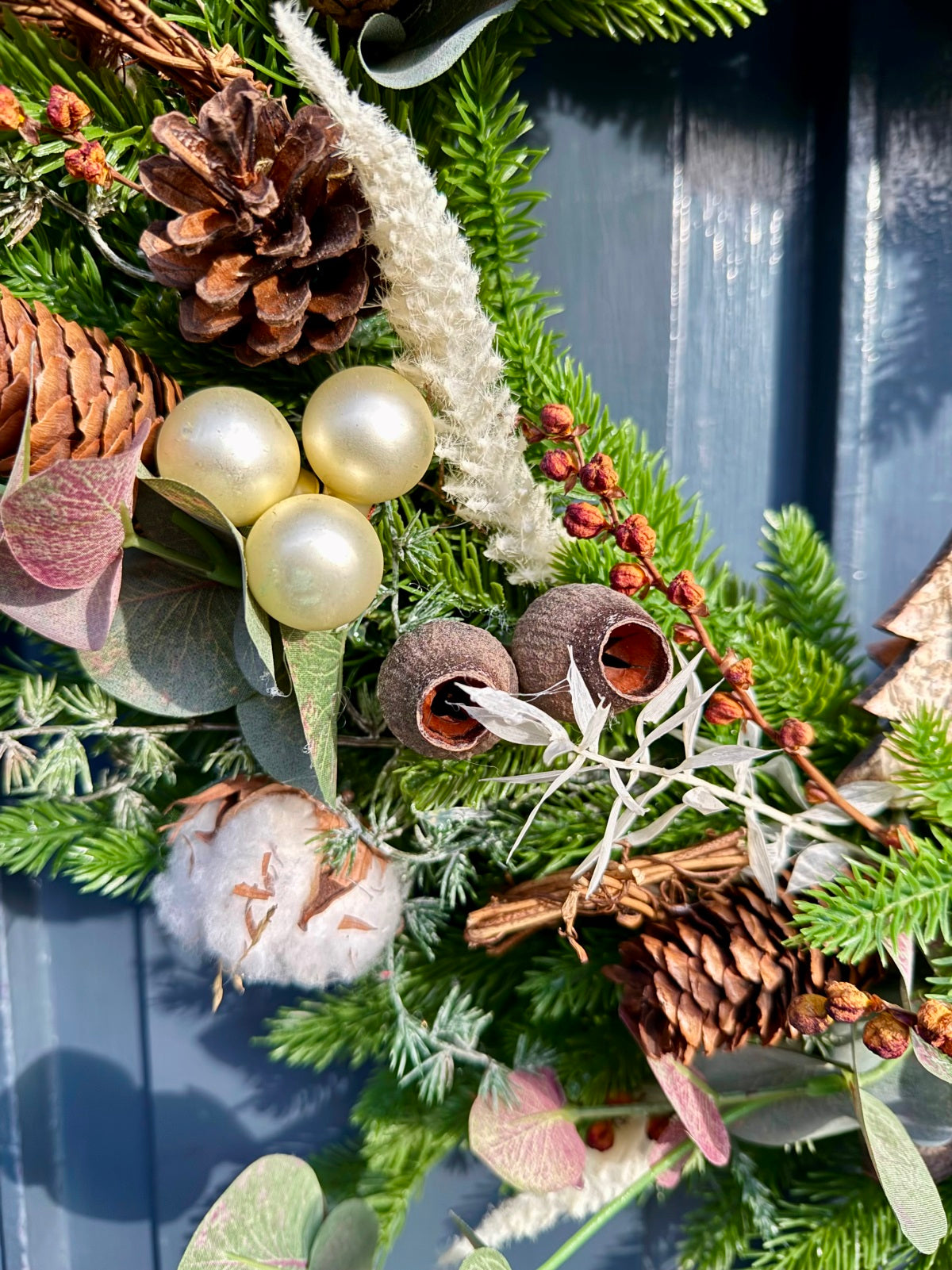 Artificial Christmas Door Wreath in Festive White