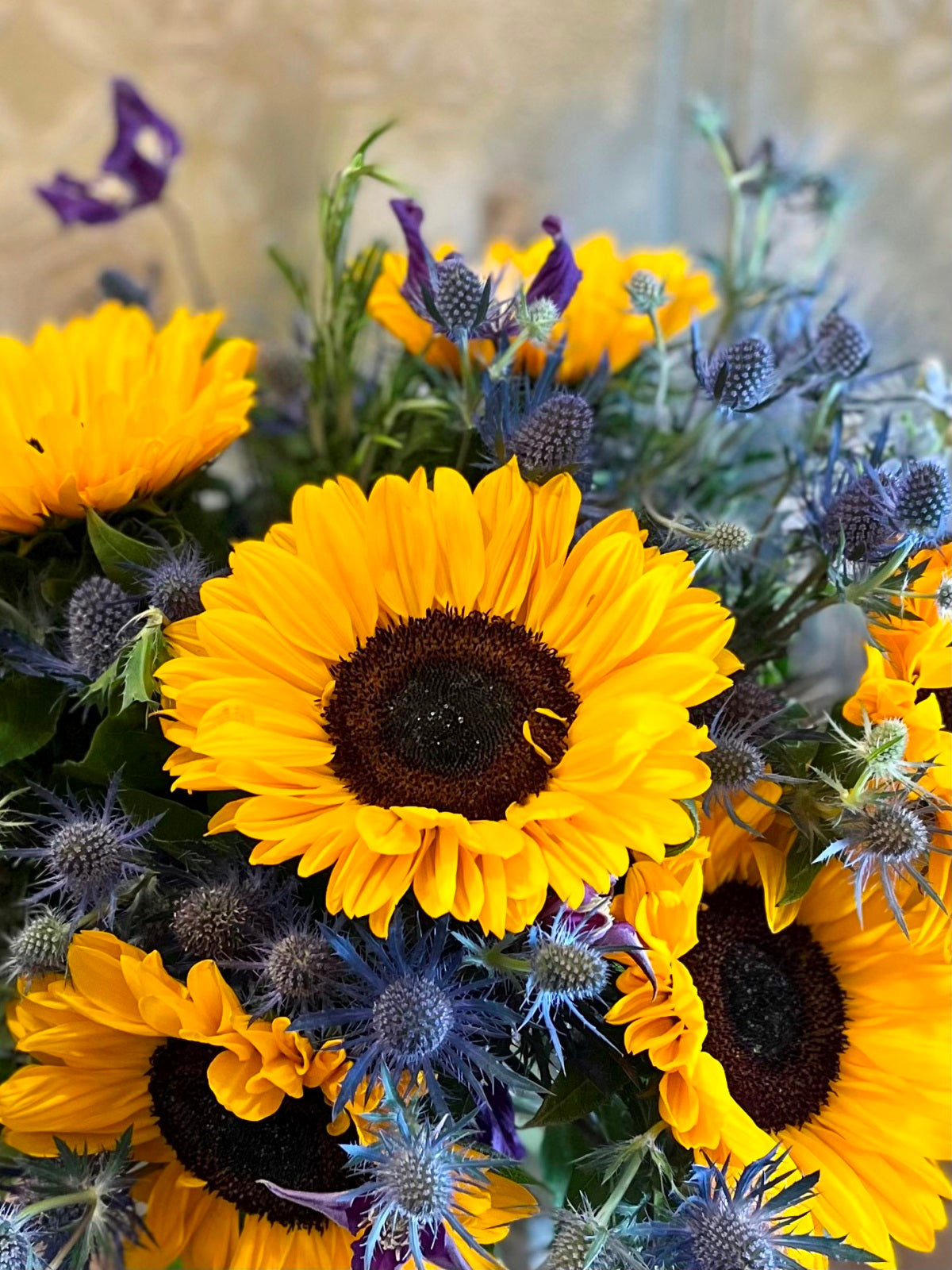 Sunflower Bouquet in Vase zoomed in image
