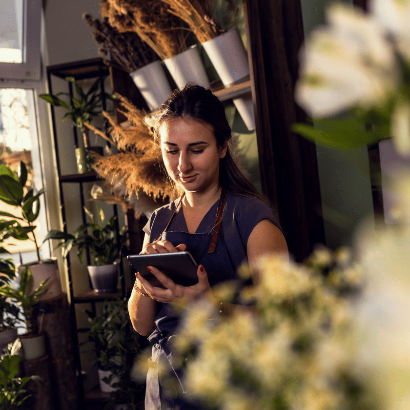 Lady working in a florist
