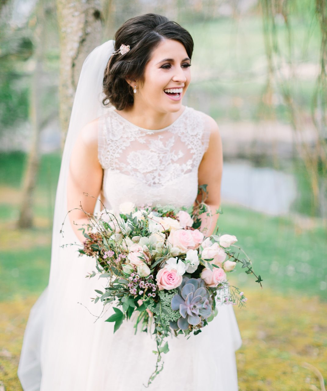 Wedding bouquet in beautiful light colours