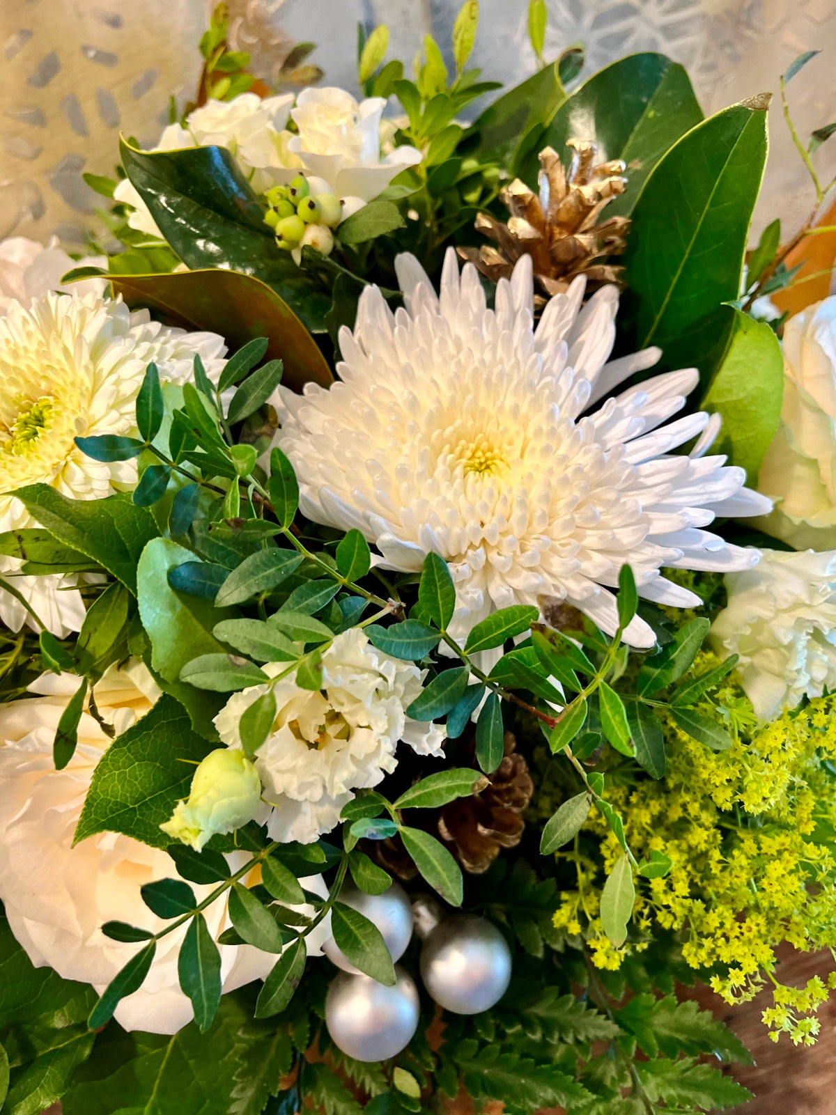 Yuletide Flower Bouquet in Whites