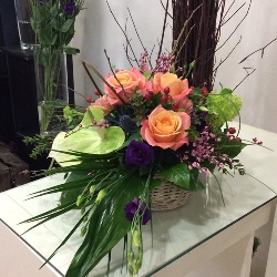 Mother's Day flower arrangement with peach roses