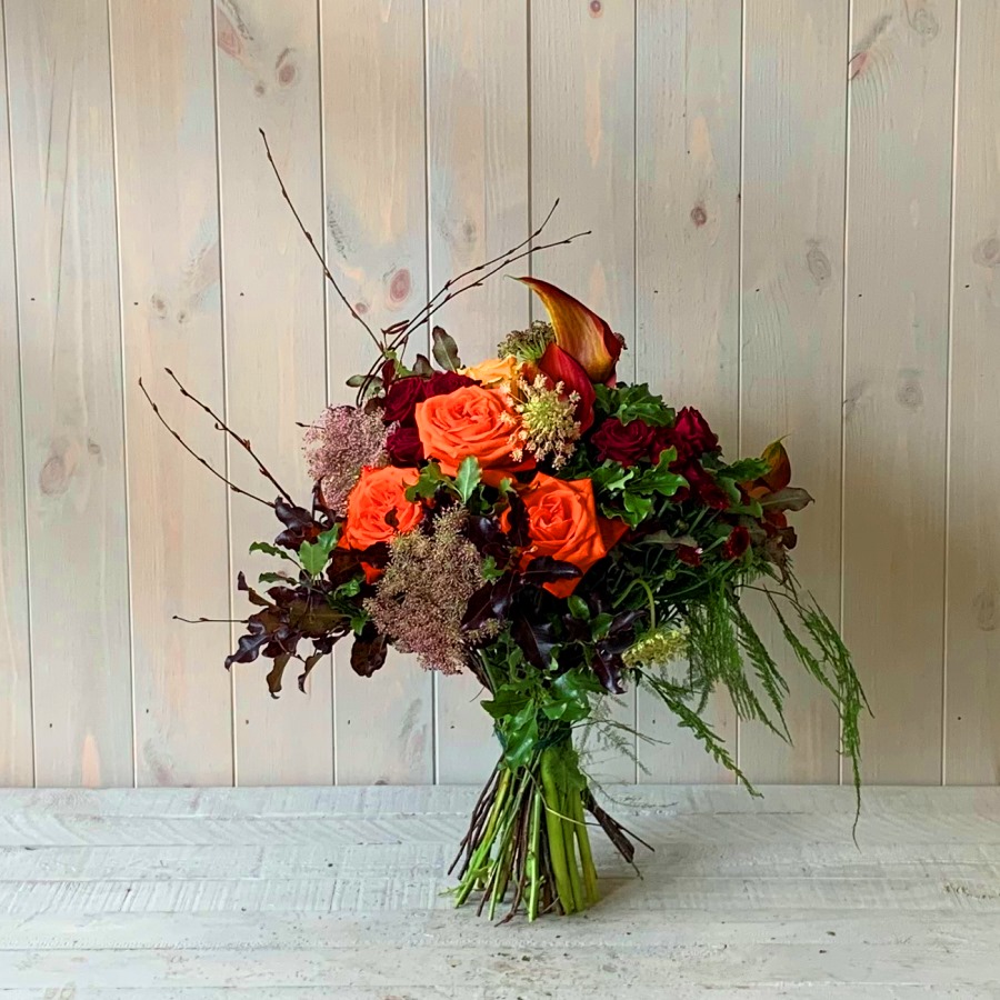 Seasonal flower bouquet of autumn Roses. nationwide delivery available across Ireland