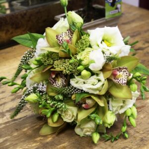Orchid bouquet with freesia and lisianthus from wedding flowers images