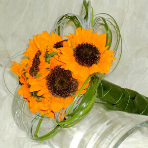 Sunflower bridesmaids bouquet for a bride from wedding flowers pictures