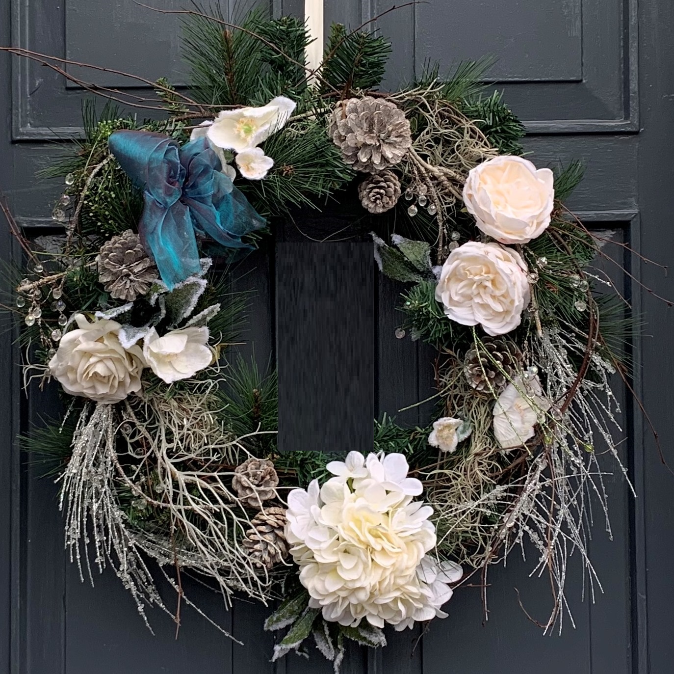 Christmas Door Wreath in Whites