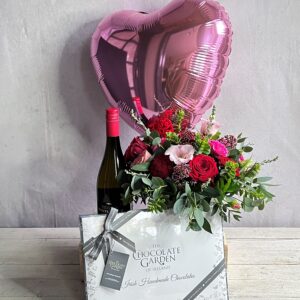 Valentines gift set of flower, Prosecco chocolates and a balloon for gift delivery in Dublin