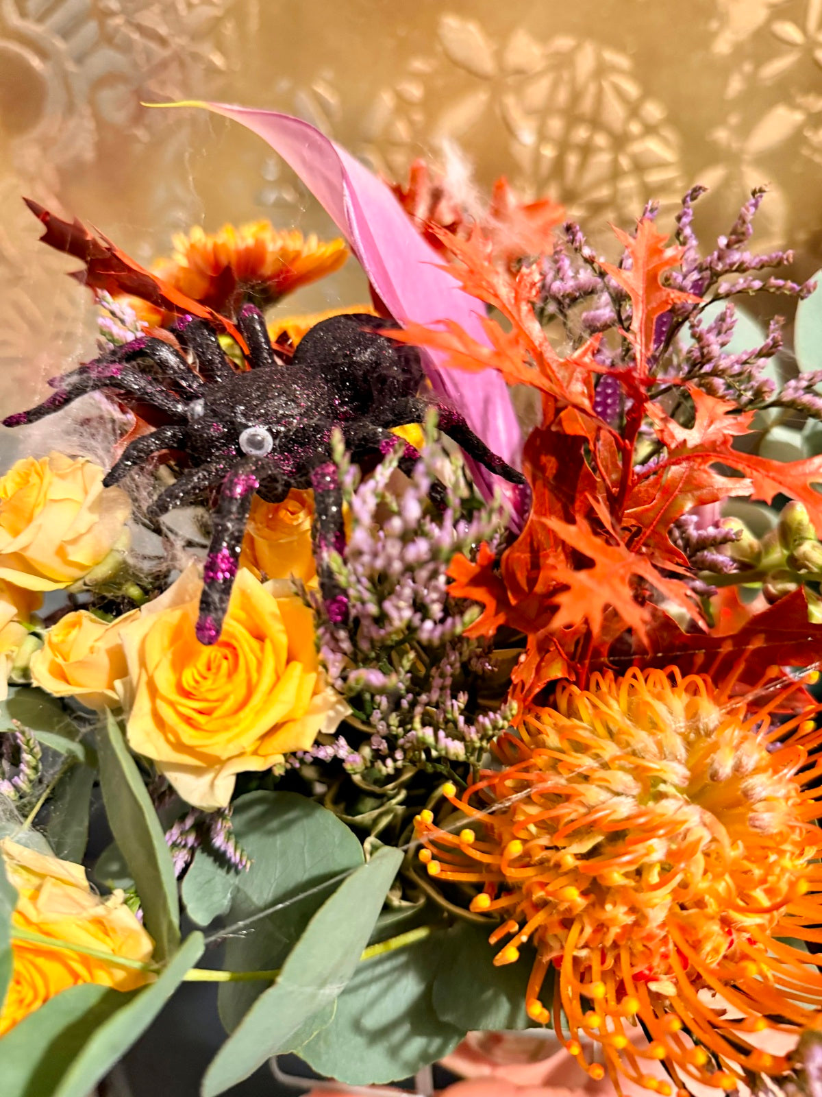 Halloween Blooms in Bottles close up
