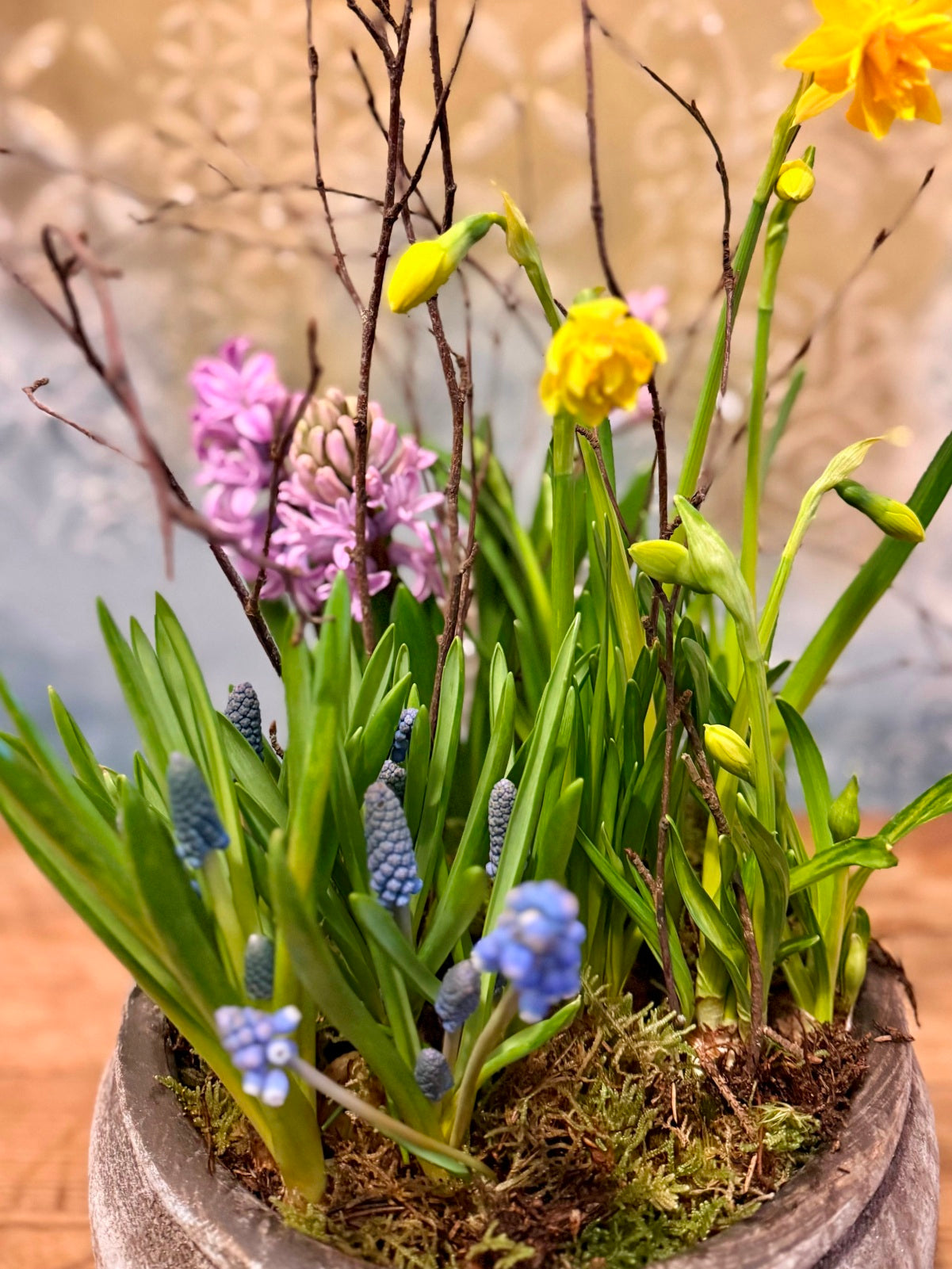 Scented spring planter close up