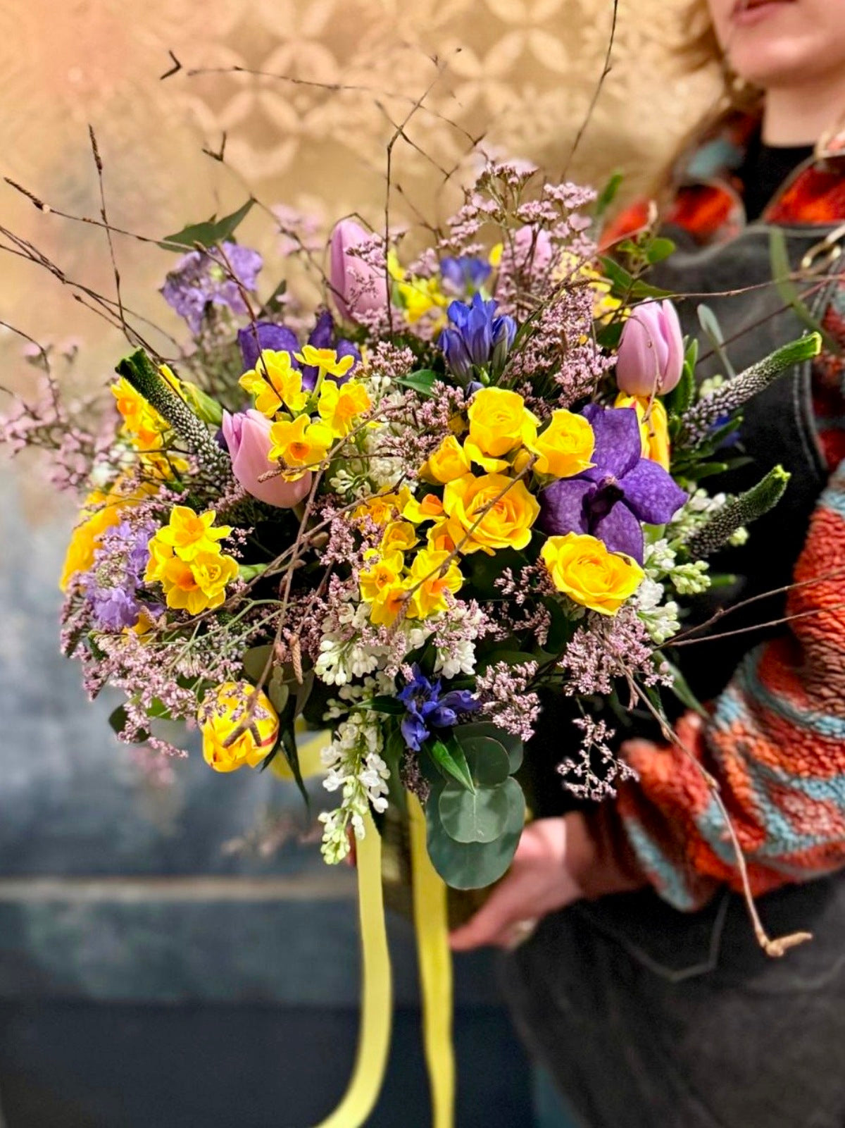 Wild Style Spring Blooms in Glass Vase