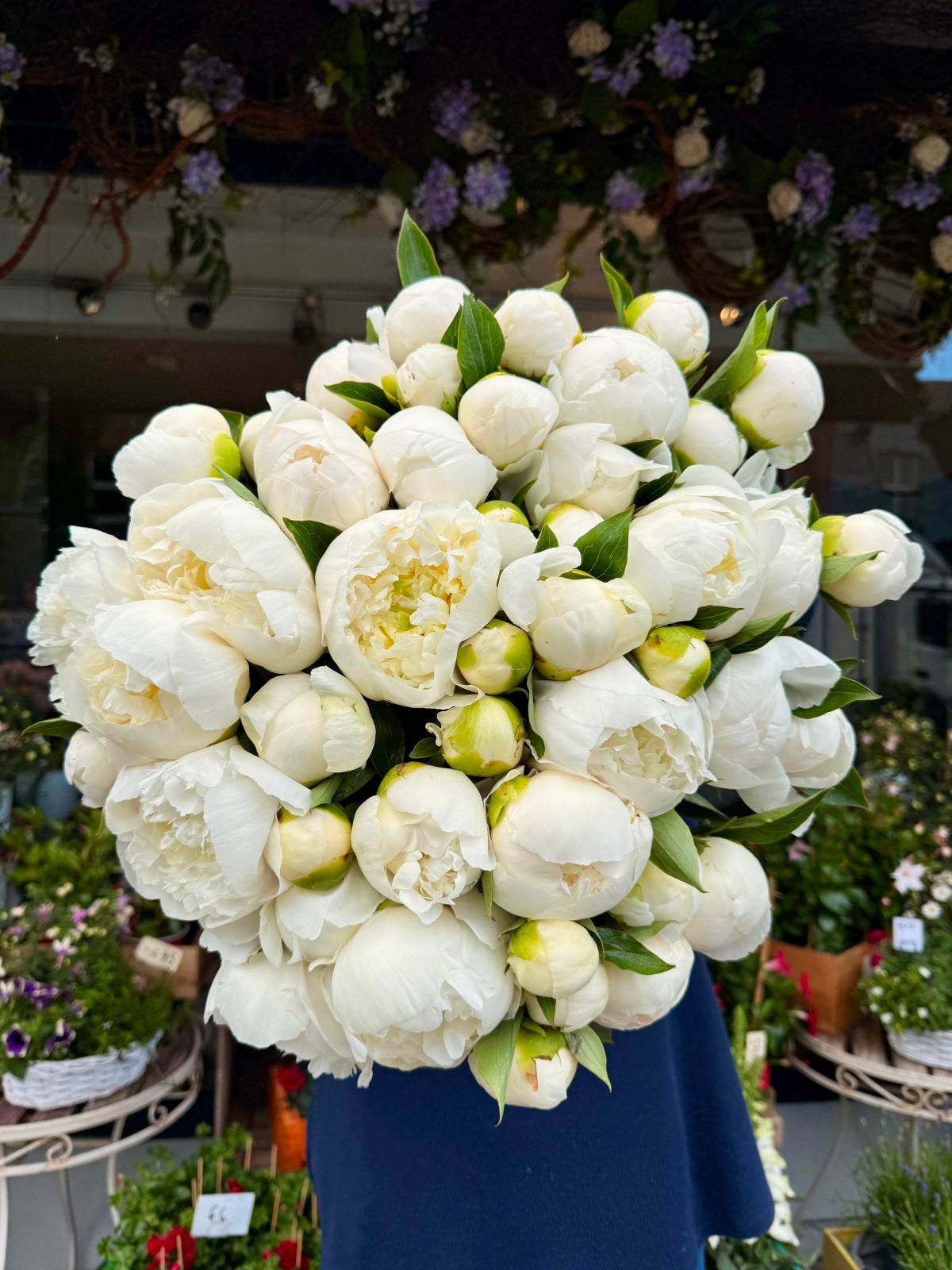 Luxury white peony rose flower bouquet 