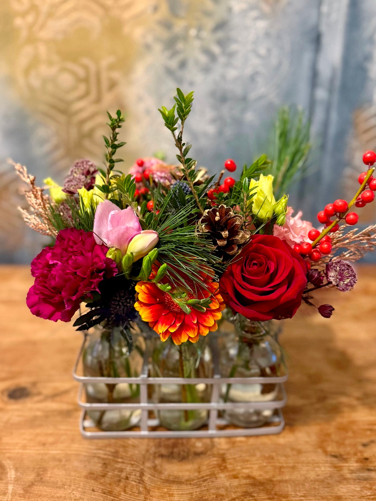 Christmas Blooms in Bottles