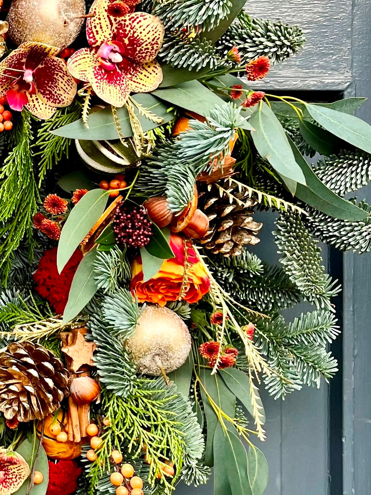 Christmas Door Wreath in Festive Reds