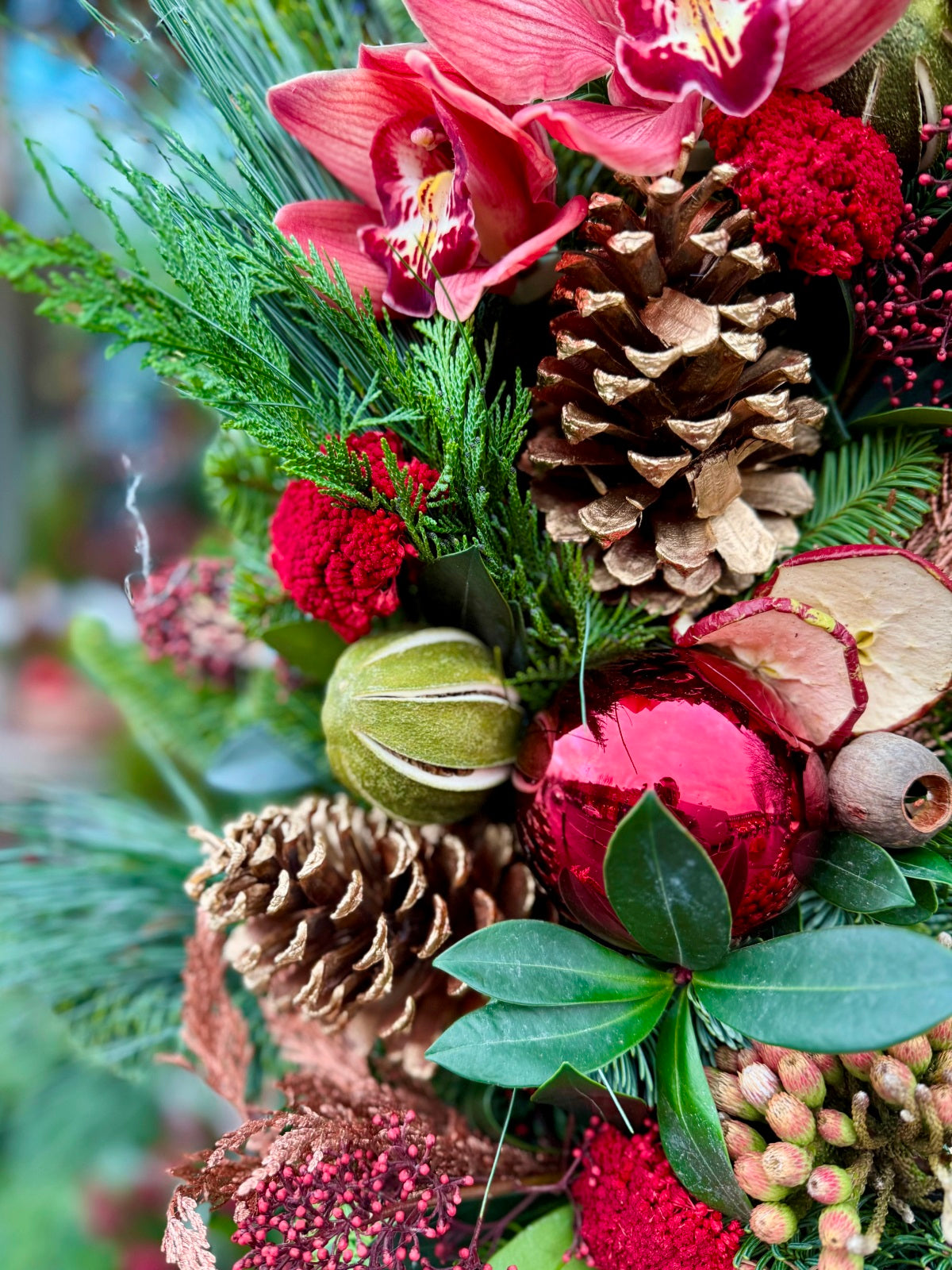 Large Yuletide Door Wreath in Reds