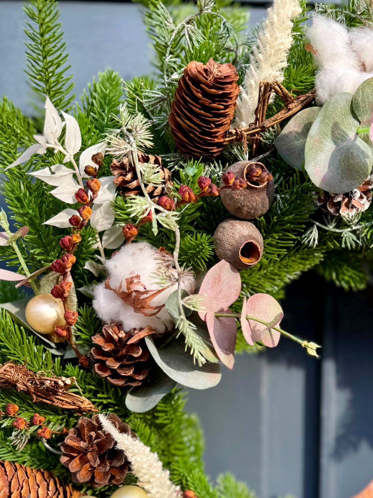 Artificial Christmas Door Wreath in Festive White